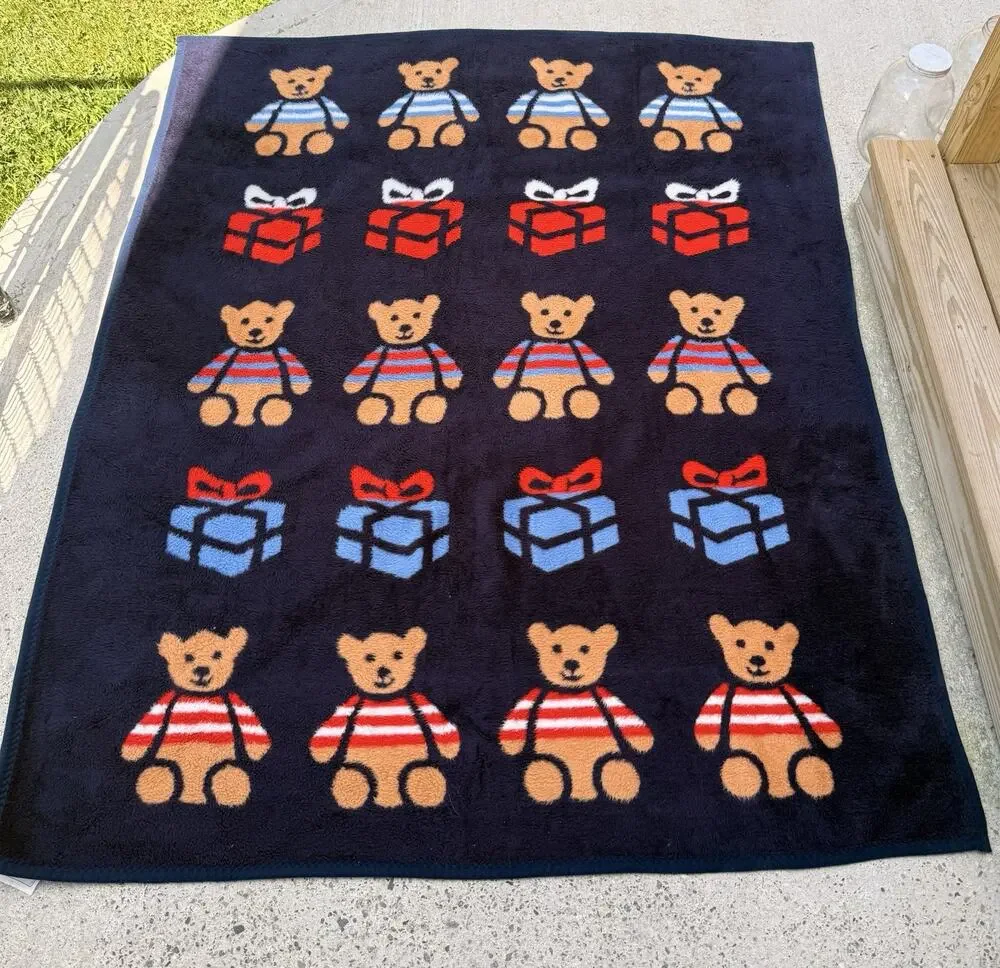 Vintage Crown Crafts Multicolor Teddy Bear Blanket EUC